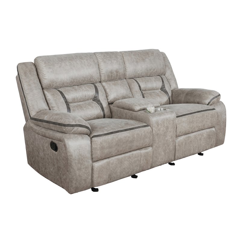 Pemberly Row 3-piece Faux Leather Upholstered Motion Living Room Set Beige