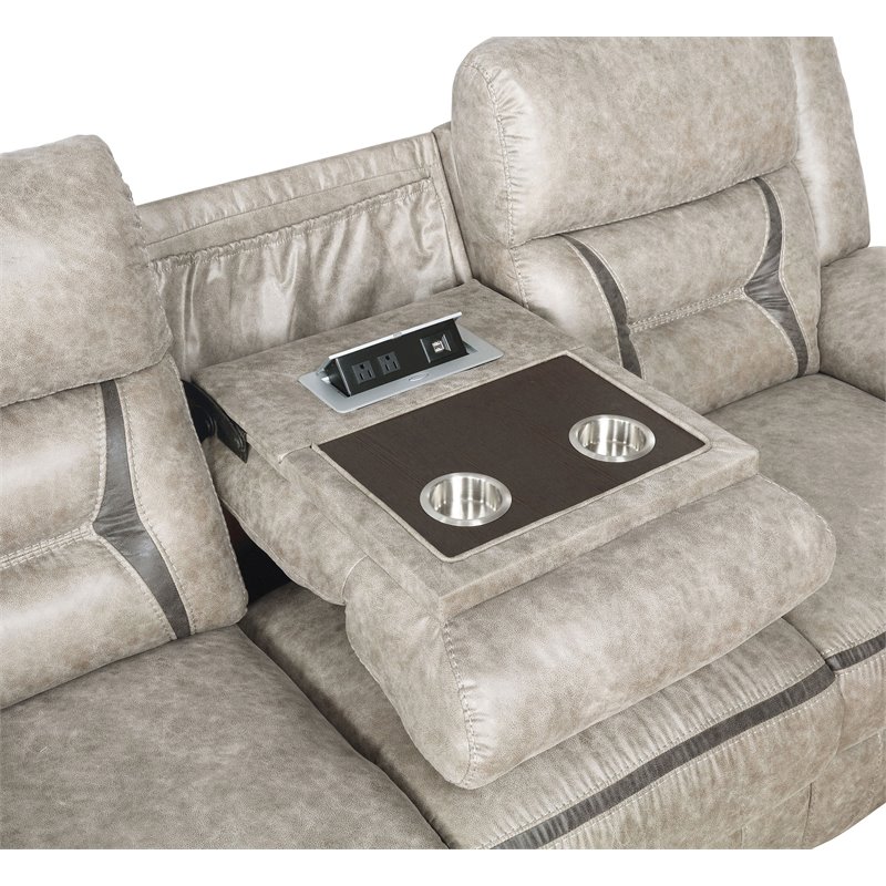Pemberly Row 3-piece Faux Leather Upholstered Motion Living Room Set Beige