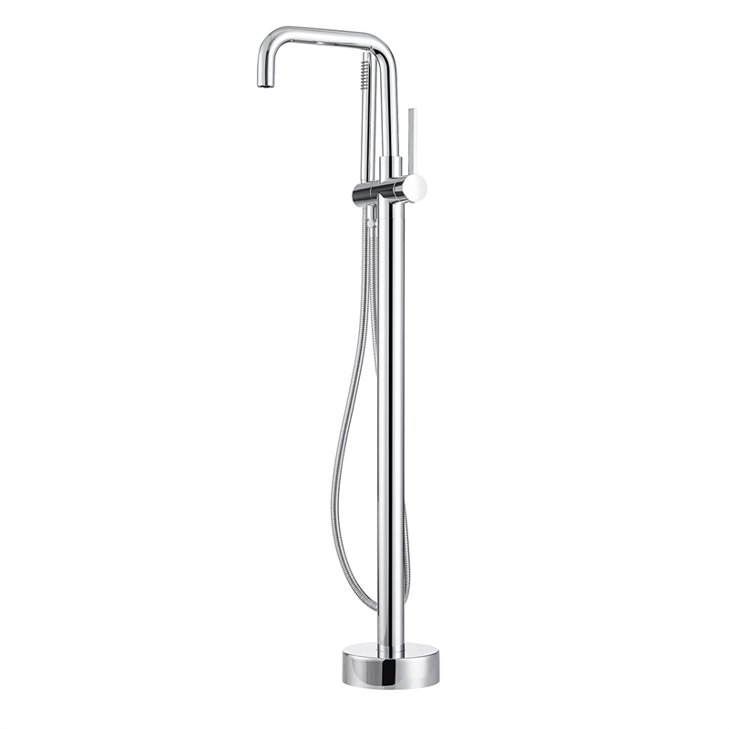 Pemberly Row Freestanding Polished Chrome Tub Faucet with Hand Shower