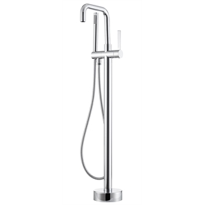 Pemberly Row Freestanding Polished Chrome Tub Faucet with Hand Shower