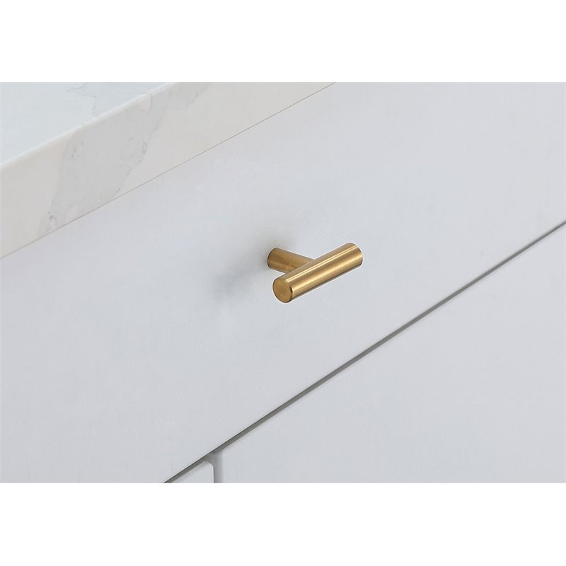 Pemberly Row Modern Zinc Alloy T Bar Pull Multipack in Brass (Set of 10)