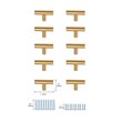 Pemberly Row Modern Zinc Alloy T Bar Pull Multipack in Brass (Set of 10)