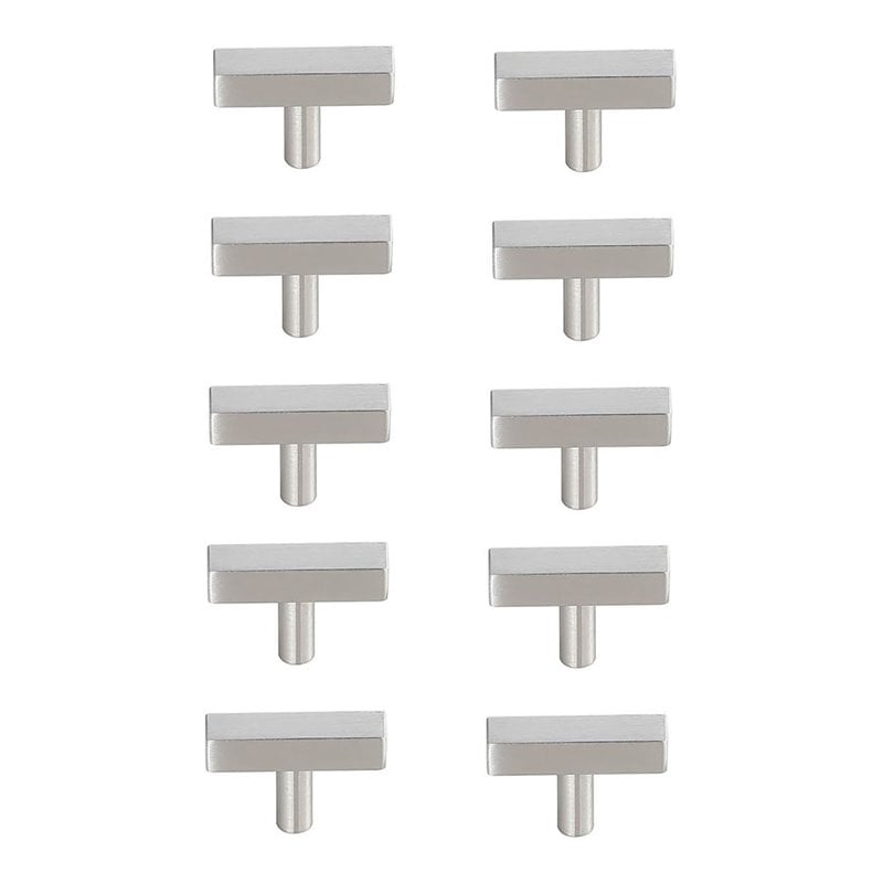 Pemberly Row Modern Zinc Alloy T Bar Pull Multipack in Nickel (Set of 10)