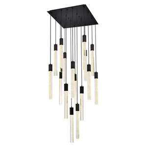 Pemberly Row 16-Light Modern Metal and Crystal Pendant in Black