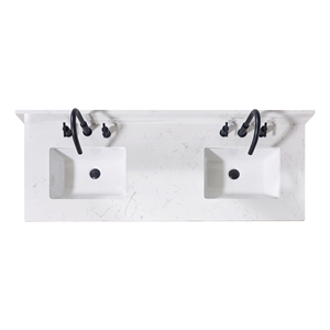 Pemberly Row Modern 61&quot Vanity Top in White with Double White Sink