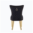 Pemberly Row 2 Piece Gold Legs Dining Chairs Finished with Velvet Fabric - Black