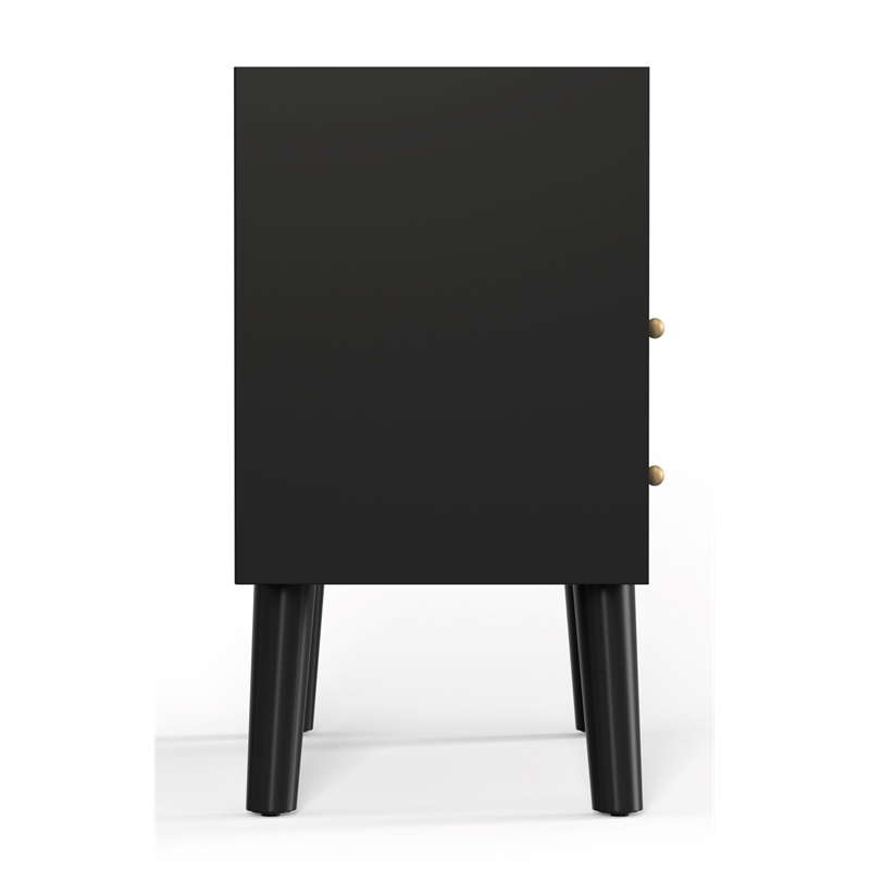 Pemberly Row Modern / Contemporary Large Wood Nightstand in Black