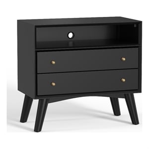 Pemberly Row Modern / Contemporary Large Wood Nightstand in Black