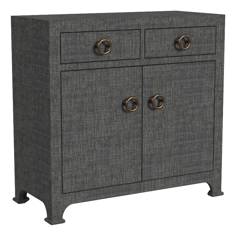 Pemberly Row Contemporary 2-Drawer Raffia Cabinet - Charcoal