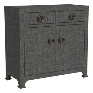 Pemberly Row Contemporary 2-Drawer Raffia Cabinet - Charcoal