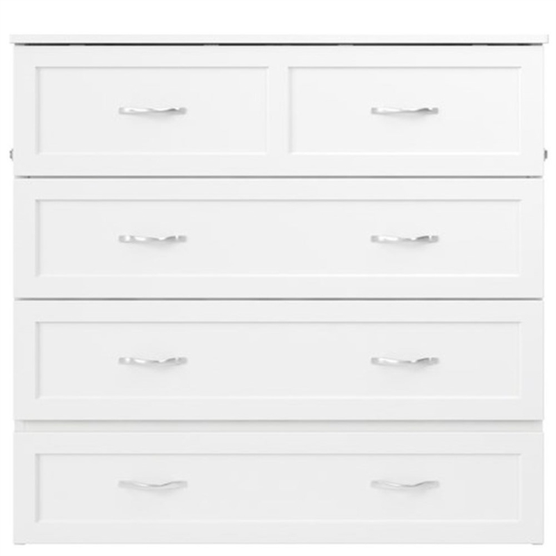 Pemberly Row Twin XL Solid Wood Modern Murphy Bed Chest with Mattress in White