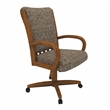 Pemberly Row Solid Wood Caster Dining Chair in Chestnut Finish