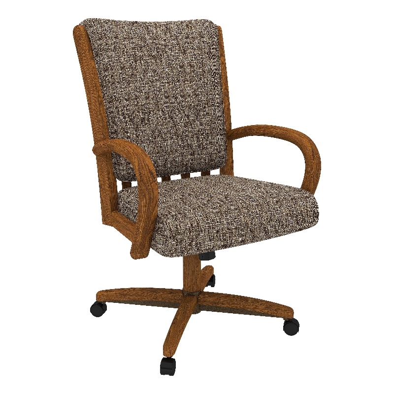Pemberly Row Solid Wood Caster Dining Chair in Chestnut Finish