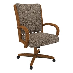 Pemberly Row Solid Wood Caster Dining Chair in Chestnut Finish