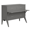 Pemberly Row Solid Wood Frame Full Size Murphy Bed Desk with Mattress in Gray