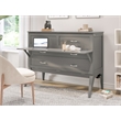 Pemberly Row Solid Wood Frame Full Size Murphy Bed Desk with Mattress in Gray