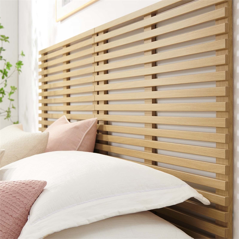 Pemberly Row Wall Mount Wood King Headboard with Mounting Hardware in Oak