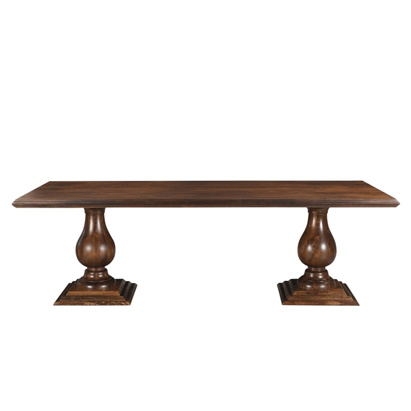 Pemberly Row 96" Solid Wood Double Pedestal Dining Table in Dark Brown ...
