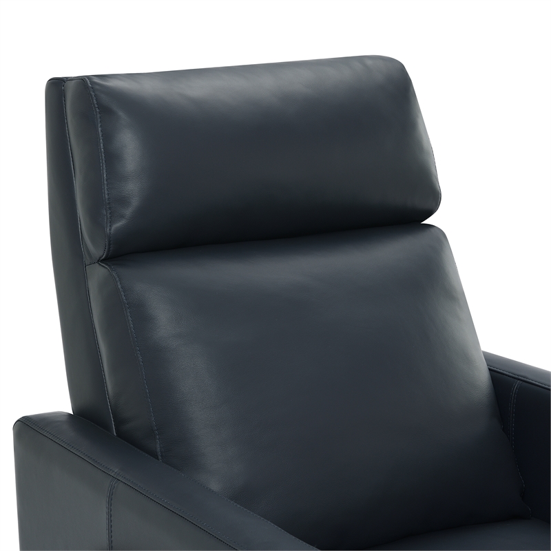 Pemberly Row Top Grain Leather Push Back Recliner - Midnight Blue