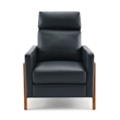 Pemberly Row Top Grain Leather Push Back Recliner - Midnight Blue