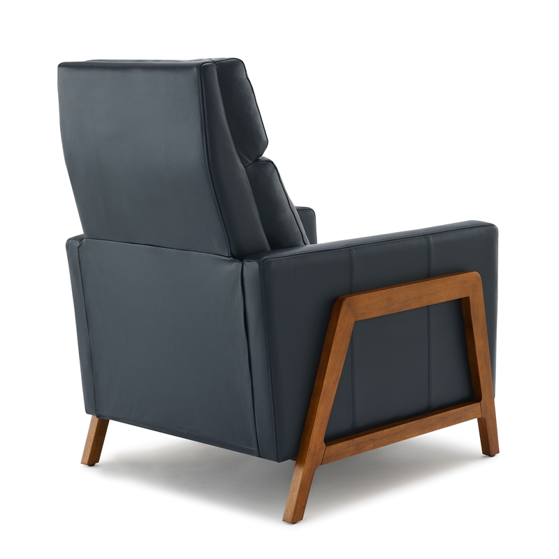 Pemberly Row Top Grain Leather Push Back Recliner - Midnight Blue