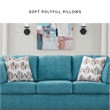 Pemberly Row Contemporary Polyester Upholstered Sofa in Teal