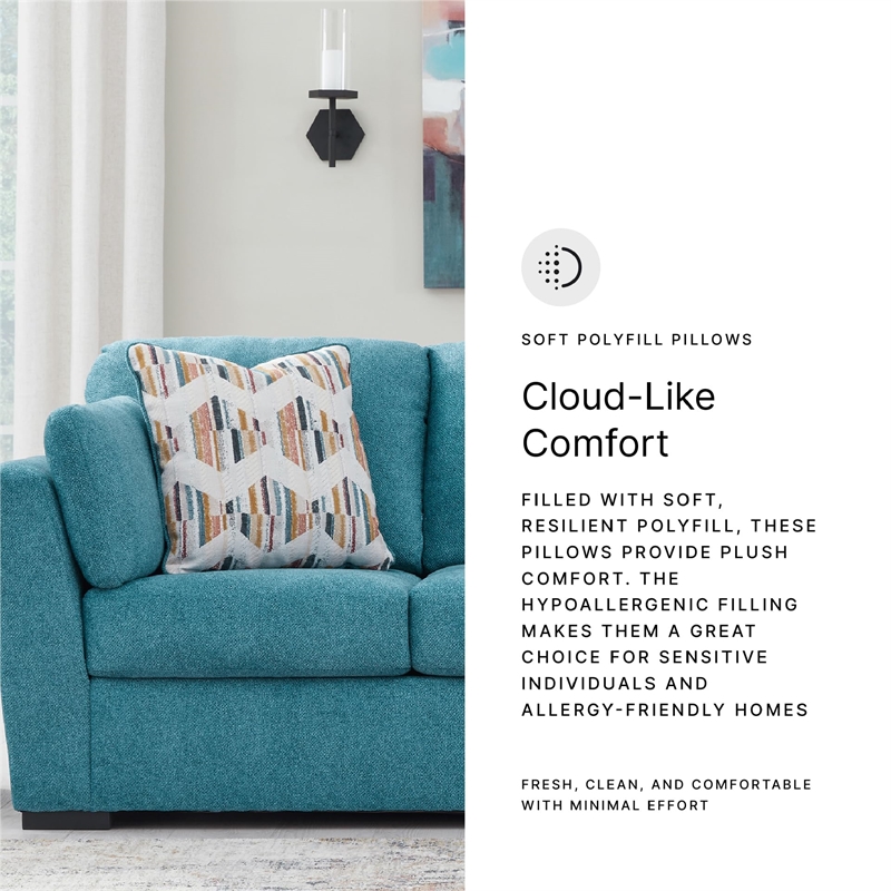 Pemberly Row Contemporary Polyester Upholstered Sofa in Teal