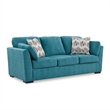 Pemberly Row Contemporary Polyester Upholstered Sofa in Teal