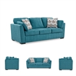 Pemberly Row Contemporary Polyester Upholstered Sofa in Teal