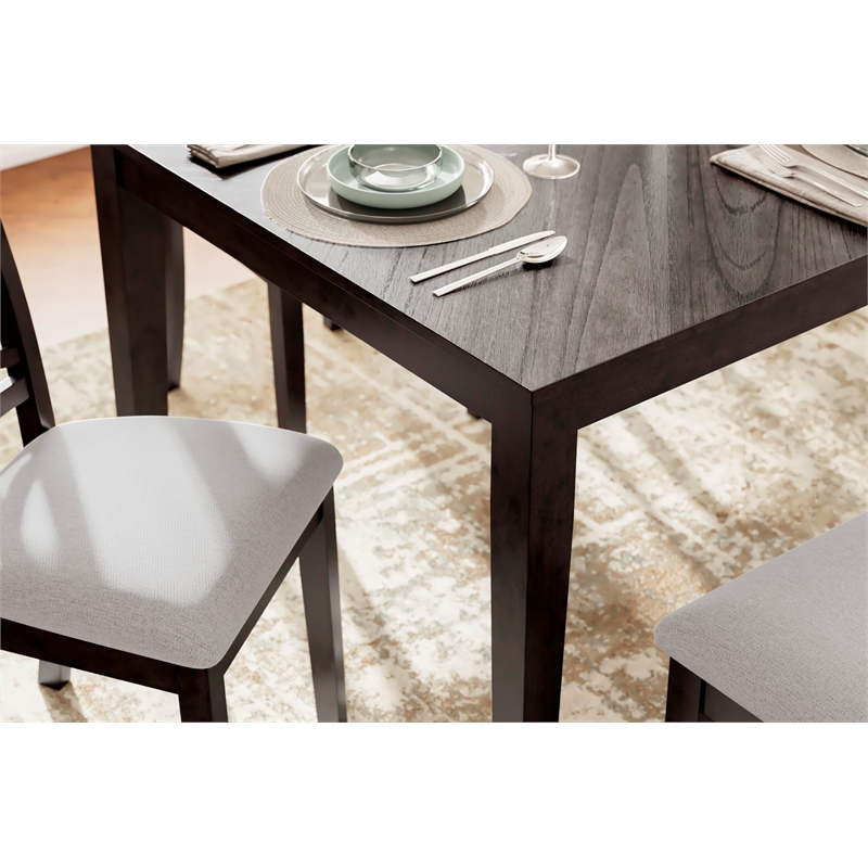 Pemberly Row Brown Dining Table and 4 Chairs and Bench - Set of 6