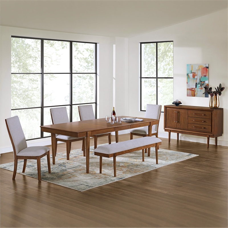 Pemberly Row Modern / Contemporary Brown Dining Extension Table