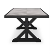 Pemberly Row Outdoor Powder Coated Aluminum Dining Table in Black and Gray