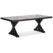 Pemberly Row Outdoor Powder Coated Aluminum Dining Table in Black and Gray