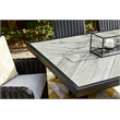 Pemberly Row Outdoor Powder Coated Aluminum Dining Table in Black and Gray