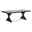 Pemberly Row Outdoor Powder Coated Aluminum Dining Table in Black and Gray