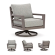 Pemberly Row Gray & Brown Outdoor Swivel Lounge with Cushion