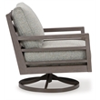 Pemberly Row Gray & Brown Outdoor Swivel Lounge with Cushion
