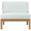Pemberly Row Outdoor Patio Solid Teak Wood Armless Chair in Natural/White