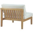 Pemberly Row Outdoor Patio Solid Teak Wood Armless Chair in Natural/White