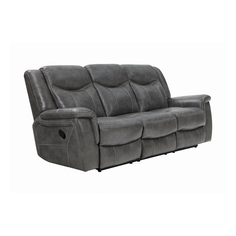 Pemberly Row 3-Piece Upholstered Faux Leather Motion Sofa Set in Gray