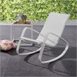 Pemberly Row Modern Mesh Fabric & Aluminum Patio Rocker in White