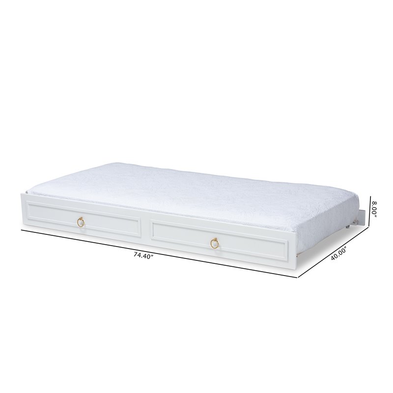 Pemberly Row Modern / Contemporary Twin Size Trundle in White