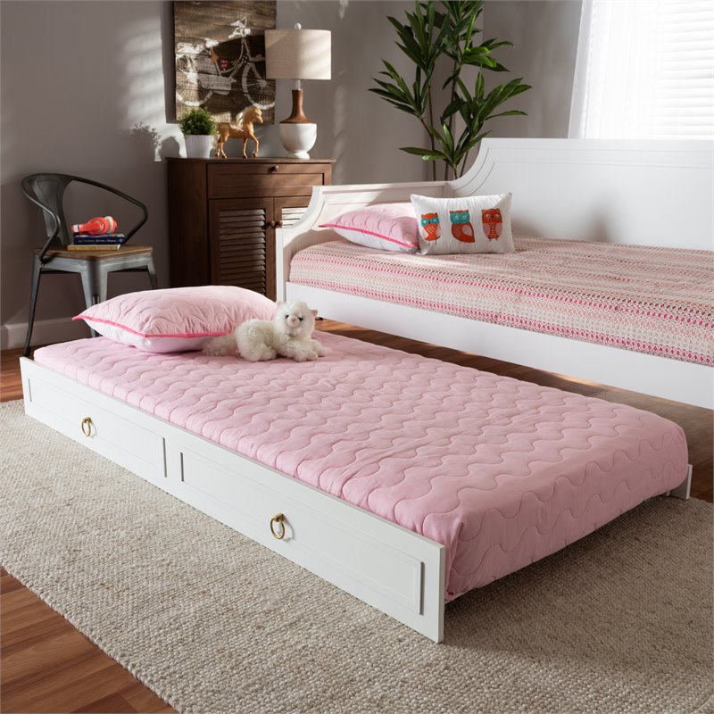 Pemberly Row Modern / Contemporary Twin Size Trundle in White