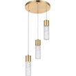 Pemberly Row Modern / Contemporary 3 Light Clear LED Pendant in Gold