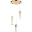 Pemberly Row Modern / Contemporary 3 Light Clear LED Pendant in Gold