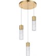 Pemberly Row Modern / Contemporary 3 Light Clear LED Pendant in Gold