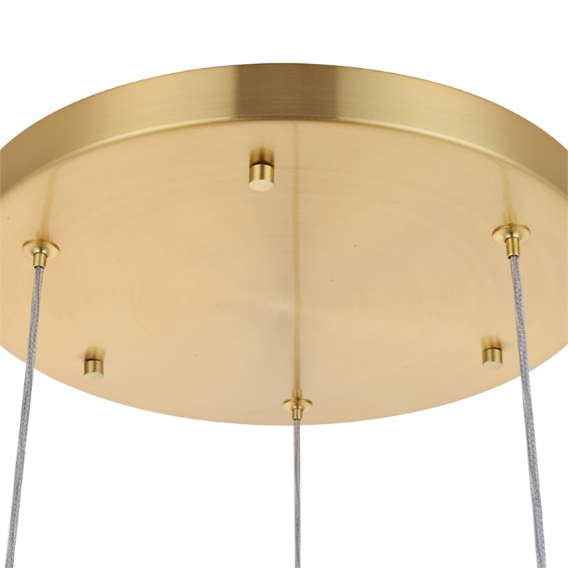 Pemberly Row Modern / Contemporary 3 Light Clear LED Pendant in Gold