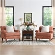 Pemberly Row Modern Accent Arm Chair Metal Casters Peach Orange