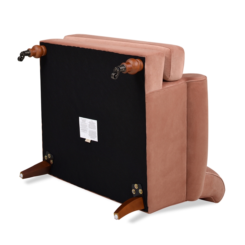 Pemberly Row Modern Accent Arm Chair Metal Casters Peach Orange