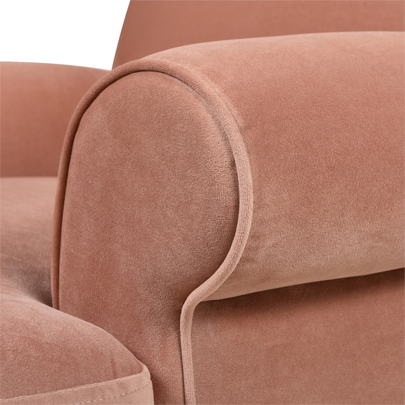 Pemberly Row Modern Accent Arm Chair Metal Casters Peach Orange